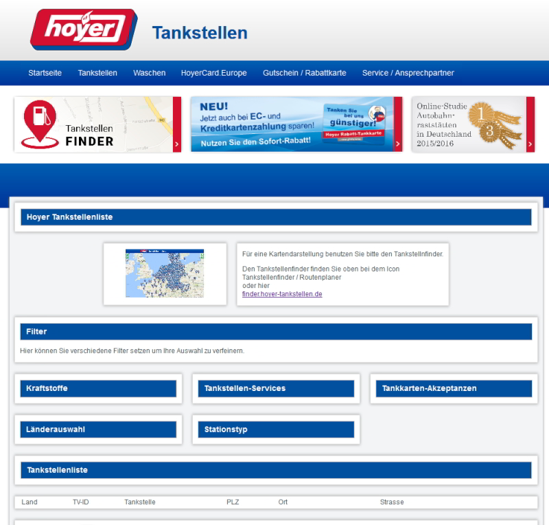 Hoyer Tankstellenliste